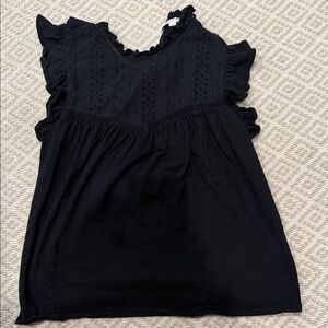 Anthropologie (eri and Ali) bow back Black Ruffled Sleeveless Top